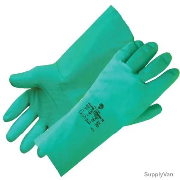 Valpro Nitrile Rubber Gloves, V333601022, Chem II, L, Green