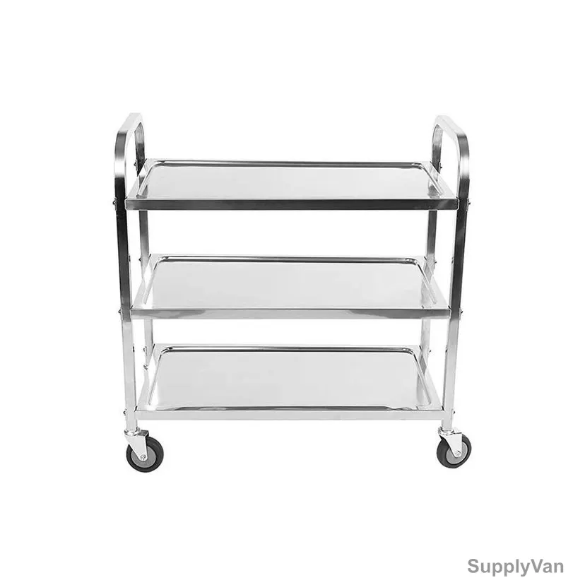Akc 3 Tier Heavy Duty Storage Cart With Wheels, ST13S-2, 86CM Height x 40CM Width x 75CM Length, Silver