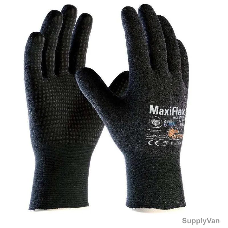Atg Fully Coated Gloves, 42-847, MaxiFlex Endurance, XL, Black