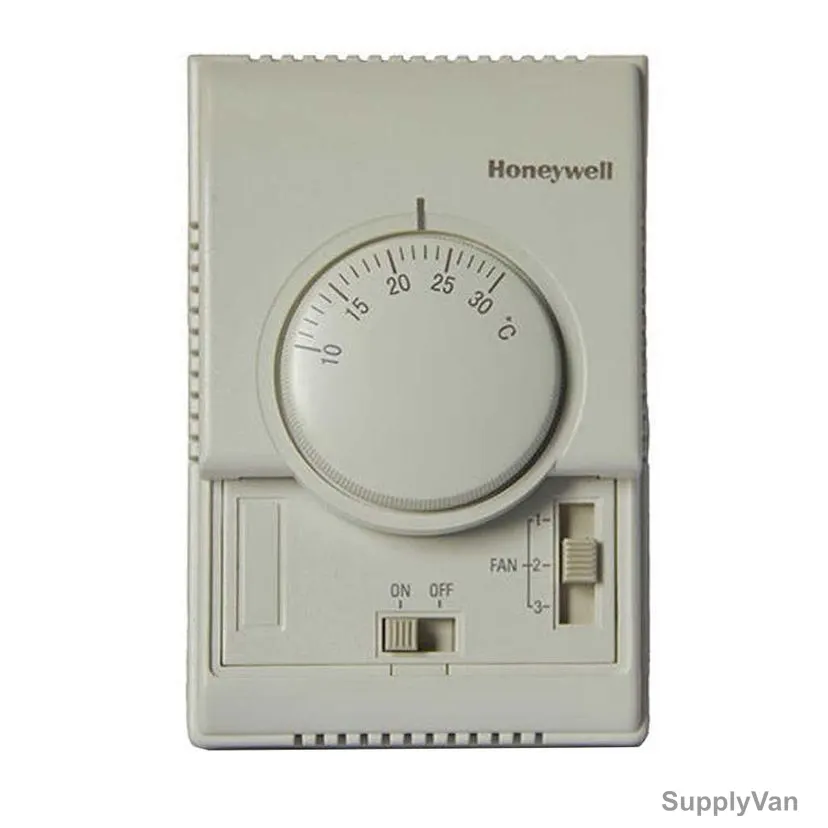 Honeywell Manual 3-Speed Fan Coil Thermostat, T6373A1108, White
