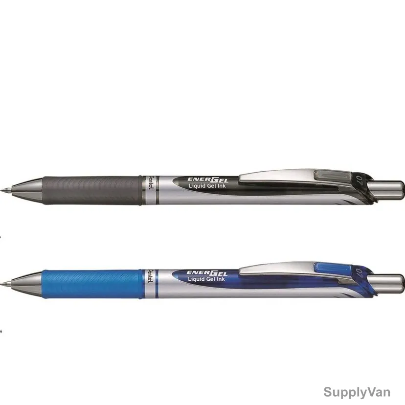 Pentel Energel Retractable Gel Roller Pen Set, PE-BL77-02AC, 0.7MM Tip, Black/Blue, 2 Pcs/Set