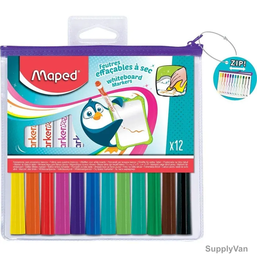 Maped Whiteboard Marker, MD-741817, 1.5MM, Multicolor, 12 Pcs/Pack