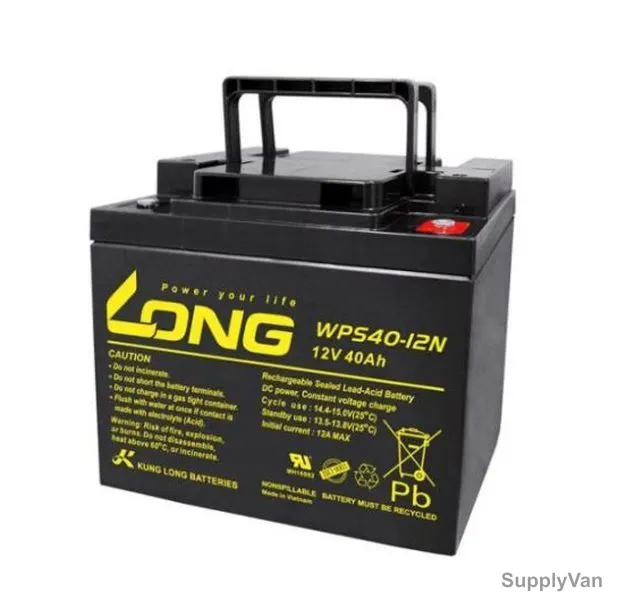 Long Rechargeable Sealed Lead Acid Battery, WPS40-12N, 12V, 40Ah