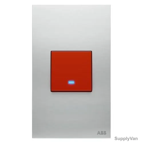 ABB Dual Pole Electrical Switch With LED, AM17844-ST, Millenium, 1 Gang, 1 Way, 45A, Stainless Steel