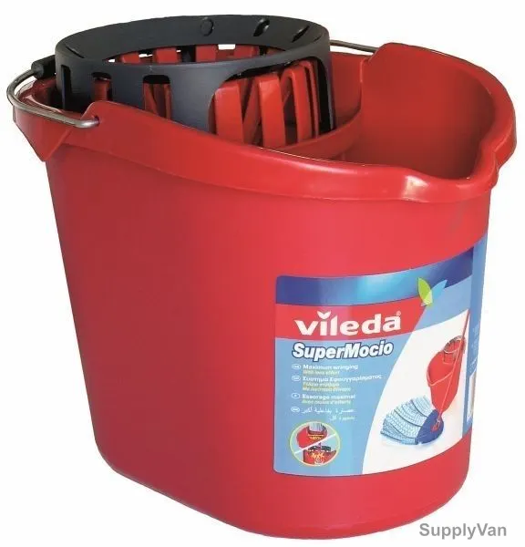 Vileda Bucket and Wringer, VLFC9000004, Supermocio, Red, Oval Shape