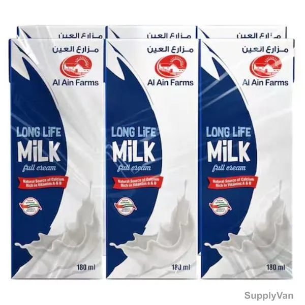 Al Ain UHT Full Fat Milk, 180ML, 6 Pcs/Pack