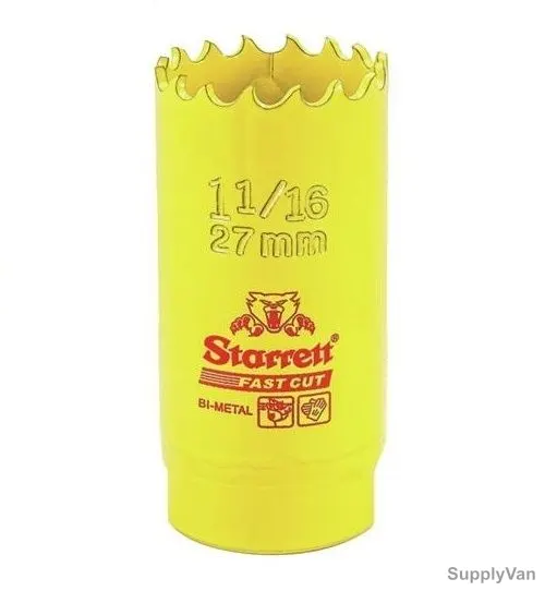 Starrett Hole Saw, FCH0116, High Speed Steel, 27MM, 5.5 TPI, Yellow