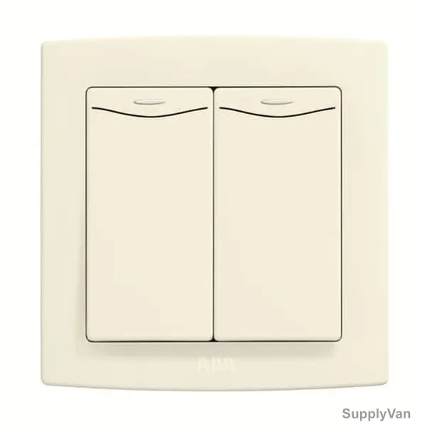 ABB Electrical Switch With LED, AC165-82, Concept BS, 2 Gang, 2 Way, 250V, 10A, Ivory White
