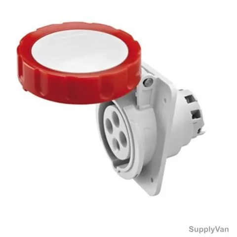 Gewiss 10 Deg Flush Mount Socket Outlet, GW62231H, IP66, 16A, 3P+E, White-Red