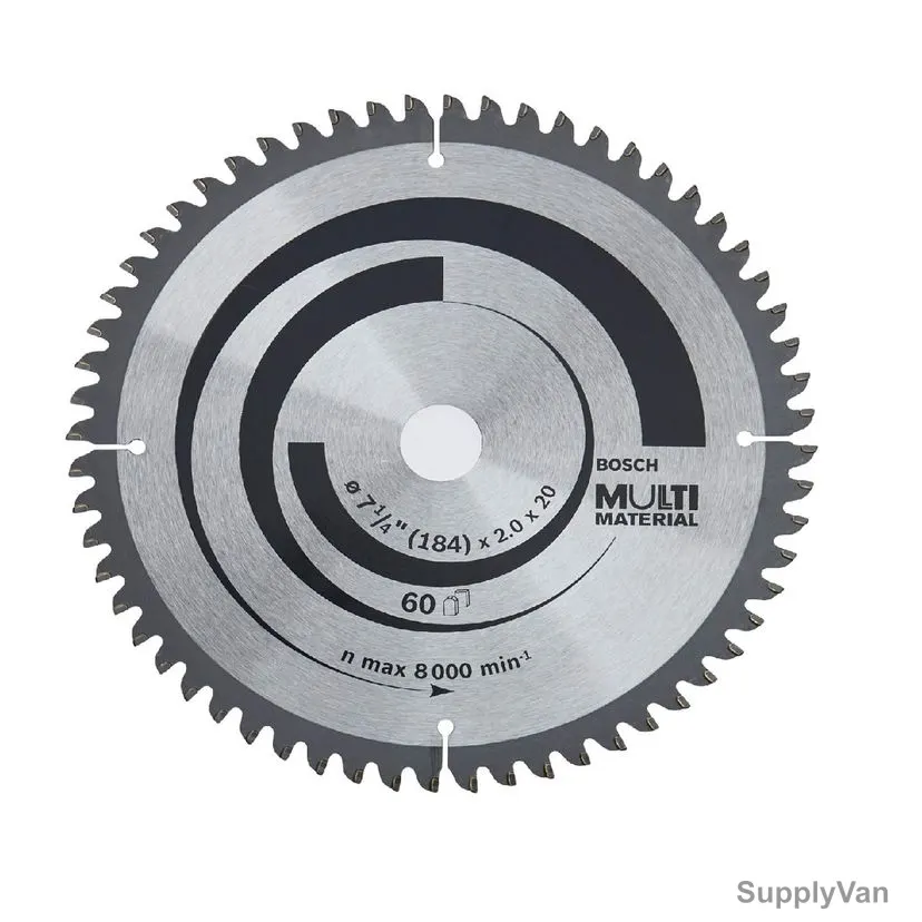 Bosch Multi Material Circular Saw Blade, 2608642193, TCT, 60T, 20MM Bore Dia x 184MM Dia, 5 Pcs/Pack
