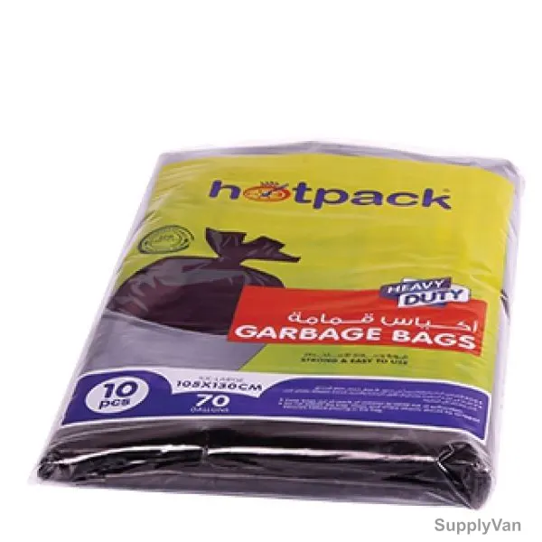 Hotpack Heavy Duty Garbage Bags, GH105130, 70 Gallons, Black, 150 Pcs/Carton — image 1