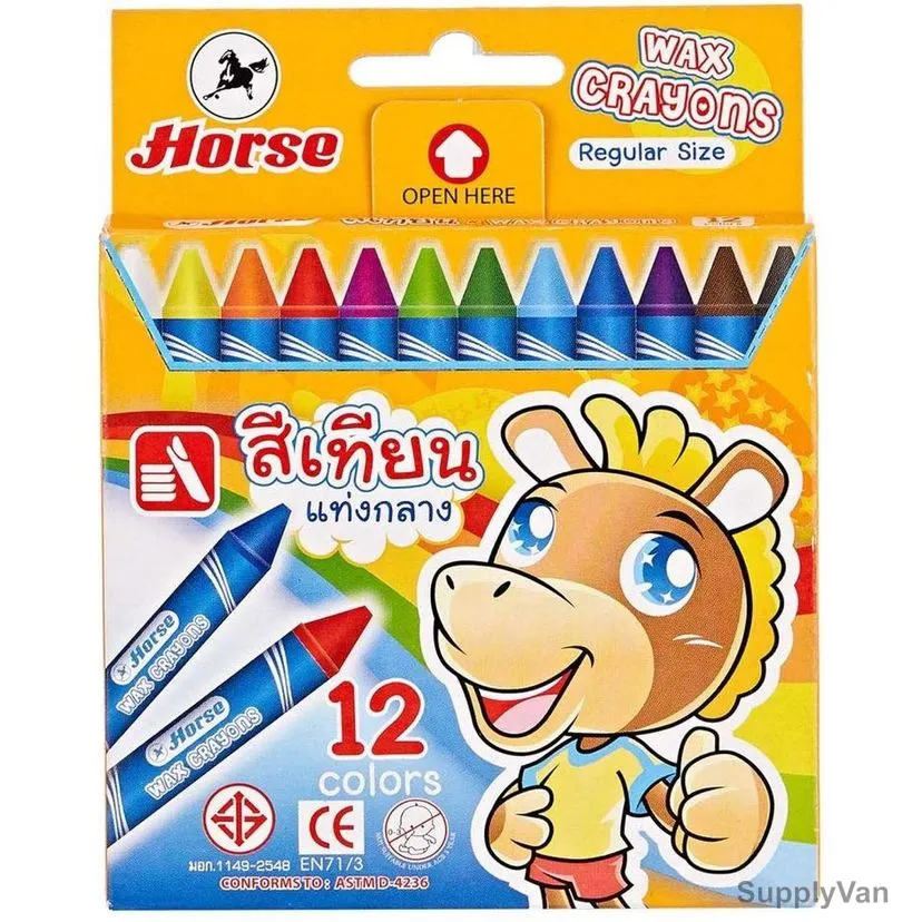 Horse Wax Crayon, Regular, Multicolor, 12 Pcs/Pack
