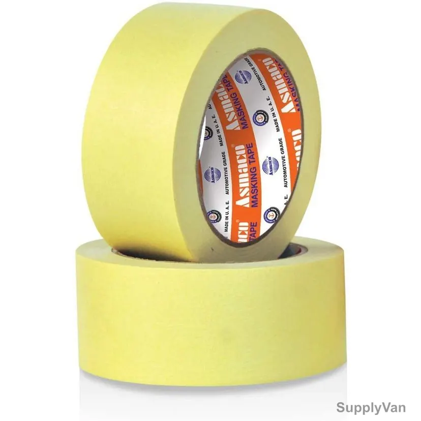 Asmaco Automotive Grade 80 Degree Masking Tape, 48MM Width x 50 Yards Length, Yellow, 6 Pcs/Pack