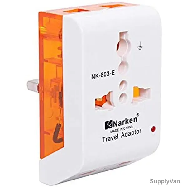 Narken Multi Function Plug Adaptor, NK-803-E, 2500W, 10A, White/Orange — image 1