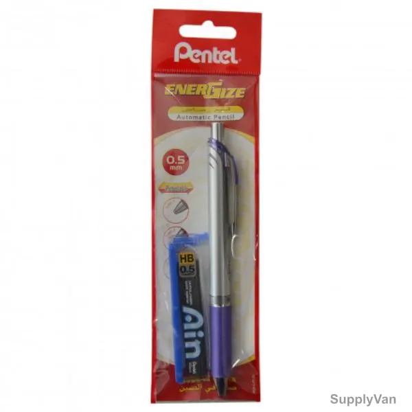 Pentel Mechanical Pencil With Lead, PEP-PACK-038, Energize, 0.5MM, Violet, 2 Pcs/Set