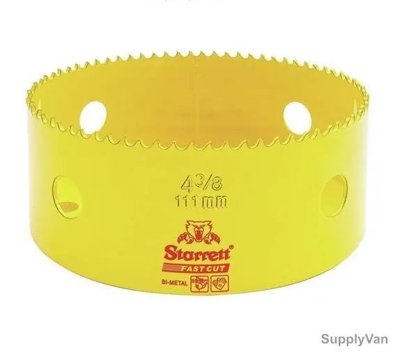 Starrett Hole Saw, FCH0438, High Speed Steel, 111MM, 5.5 TPI, Yellow