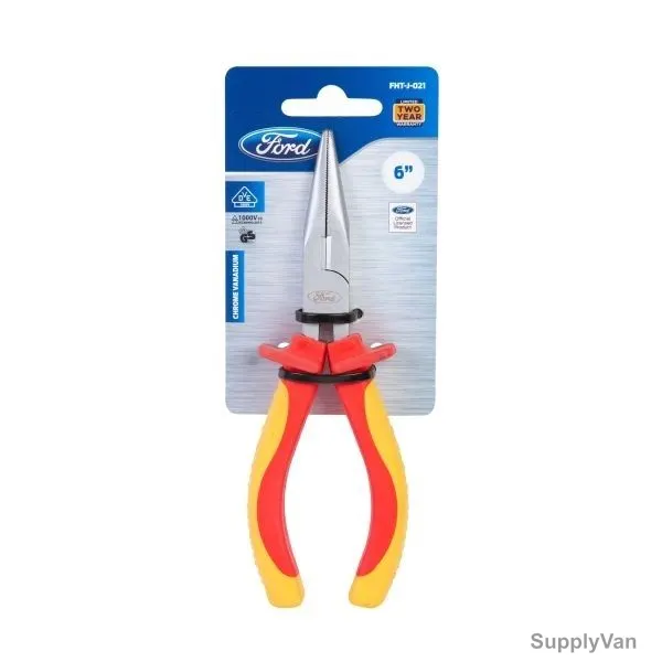 Ford VDE Long Nose Plier, FHT-J-021, 6 Inch, Yellow and Orange