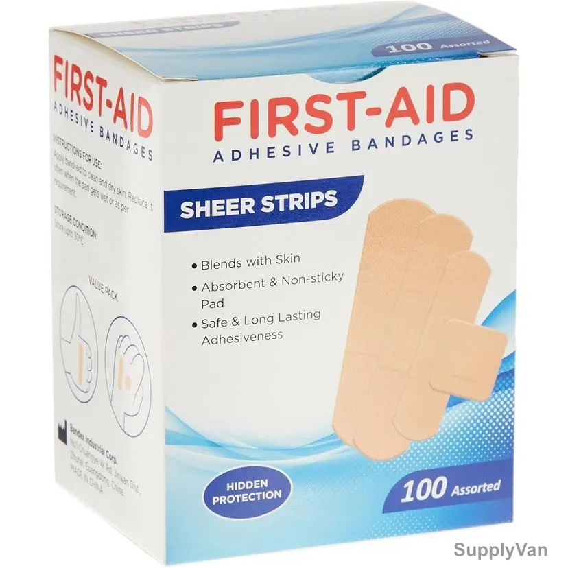 First Aid Sheer Strip Bandages, Assorted, 100 Pcs/Pack — image 1