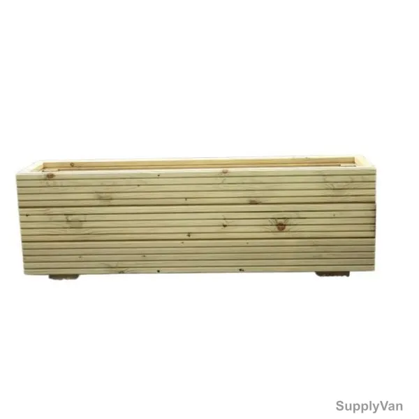 Movable Outdoor Wood Planter With Artificial Plants, 40CM Depth x 40CM Width x 120CM Length — image 1