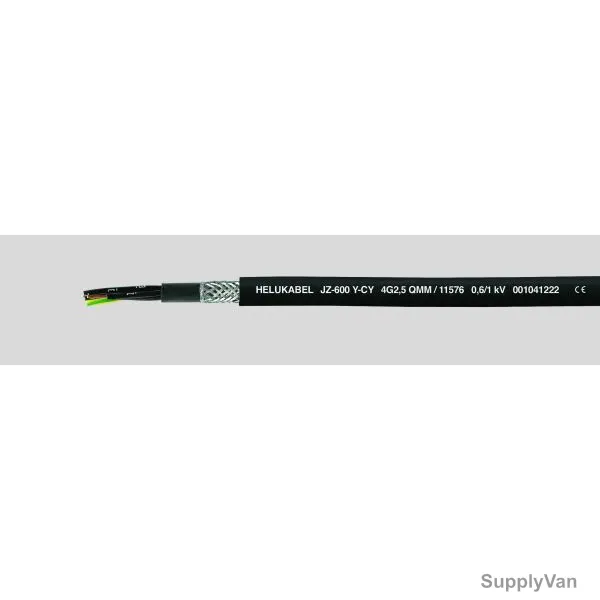 HELUKABEL Flexing Cable, JZ-600-Y-CY, 14 AWG, 0.6-1kV, 2 x 2.5 MM Sq, 5 Mtrs