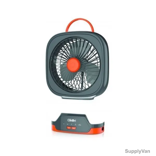Clikon Rechargeable Mini Table Fan W/ LED, CK2216, 3000mAh, Grey and Orange