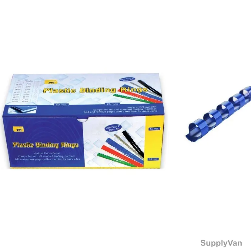PSI Binding Ring, PSBR25BL, Plastic, 225 Sheets, 25mm, Blue, 50 Pcs/Pack