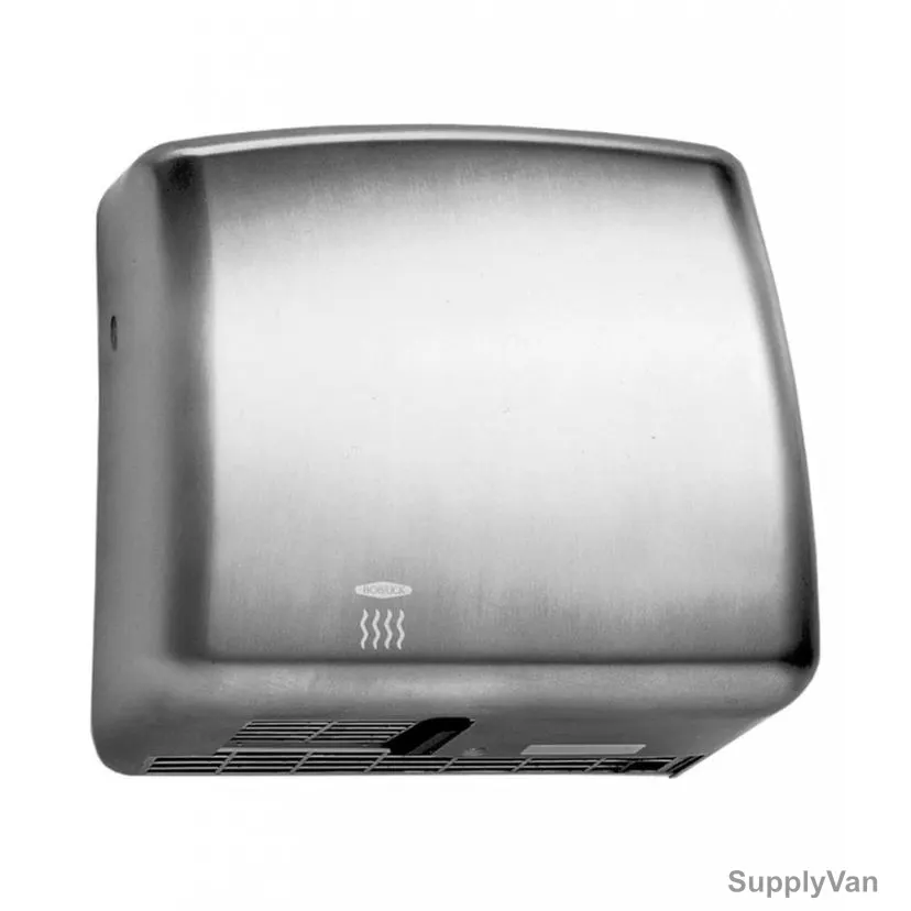 Bobrick Surface Mounted Automatic Hand Dryer, B-715E, Elan, 304 Stainless Steel, 1600W, 100MM Sensor Range