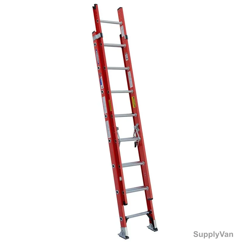 Werner Dual Section Extension Ladder, D6216-2, Fiberglass, D-Rung, 8+8 Steps, 136 Kg Weight Capacity — image 1