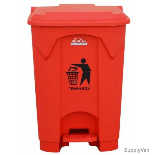 Brooks Pedal Waste Bin, BKS-PDL-1188, 80 Ltrs, Red