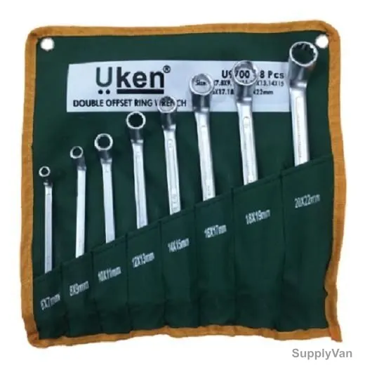 Uken Ring Spanner Set, U9700, 6-22MM, Ring, CrV Steel, Matte