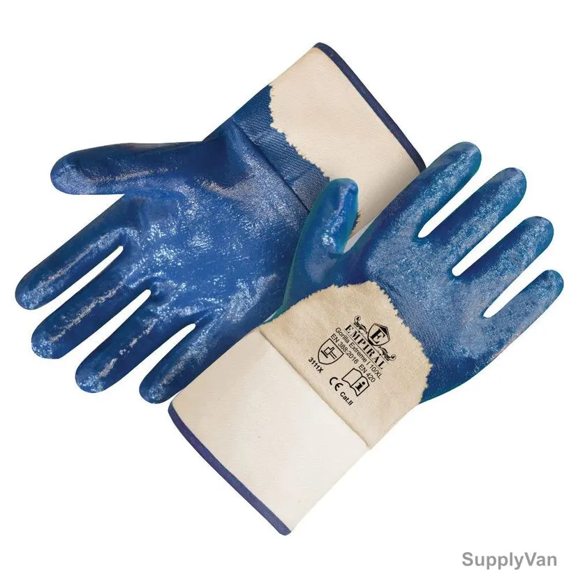 Empiral Nitrile 3/4 Coated Gloves, Gorilla Extreme I, L, Beige/Blue