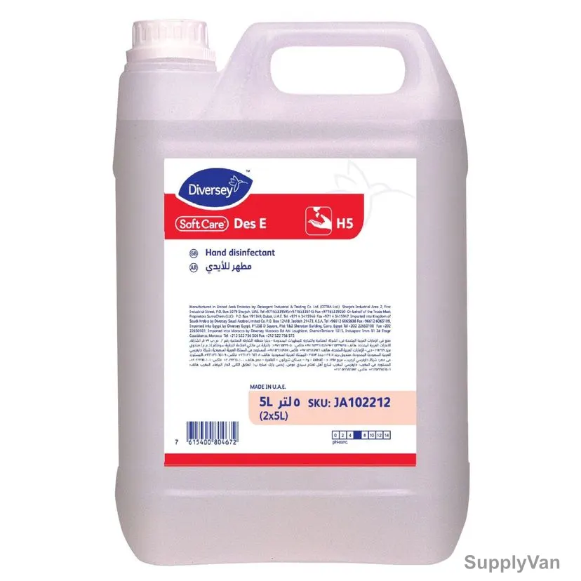 Diversey Soft Care Des E H5 Hand Disinfectant, JA102212, 5 Ltrs