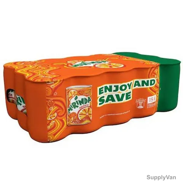 Mirinda Carbonated Soft Drink Mini Can, Orange, 155ML, 15 Pcs/Pack — image 1