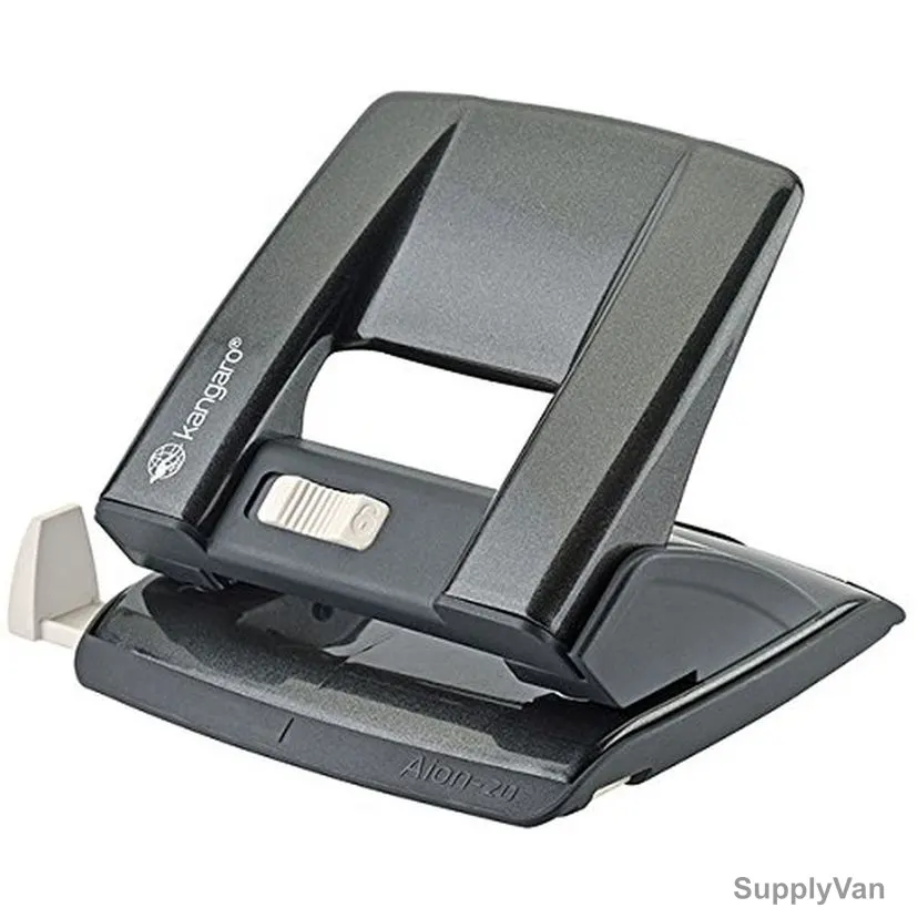 Kangaro 2 Hole Paper Punch Machine, AION-20, Metal, 20 Sheets, Black