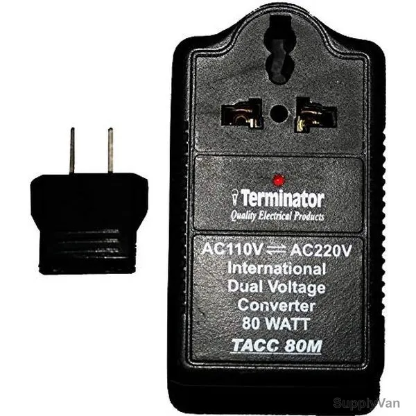 Terminator AC to AC Dual Voltage Converter, TACC-80M, 110V-220V, Black