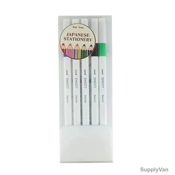 Uni-Ball Emott Island Color Fineliner Pen, PEM-SY04-05C, 0.4MM Tip Size, Assorted Colors, 5 Pcs/Set