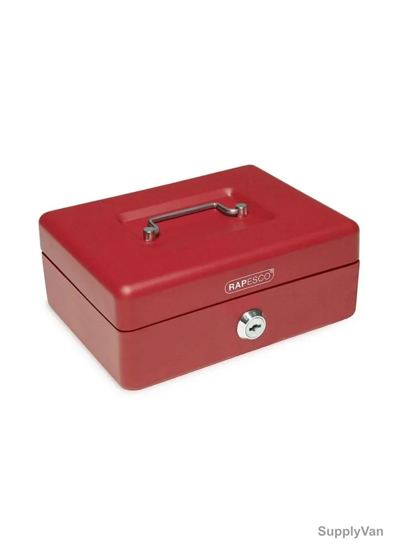 Rapesco Cash Box, RPSCB12RD, 12 Inch, Multi-Differ Cylinder Lock, Red
