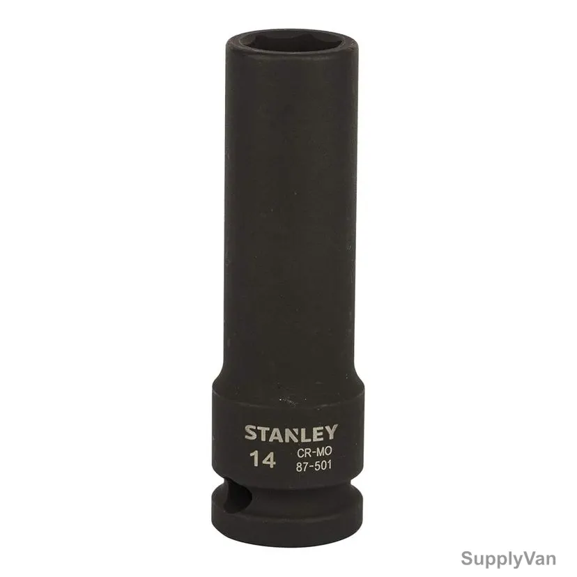 Stanley 6 Point Impact Deep Socket, STMT87501-8B, 1/2 Inch Drive, 14MM