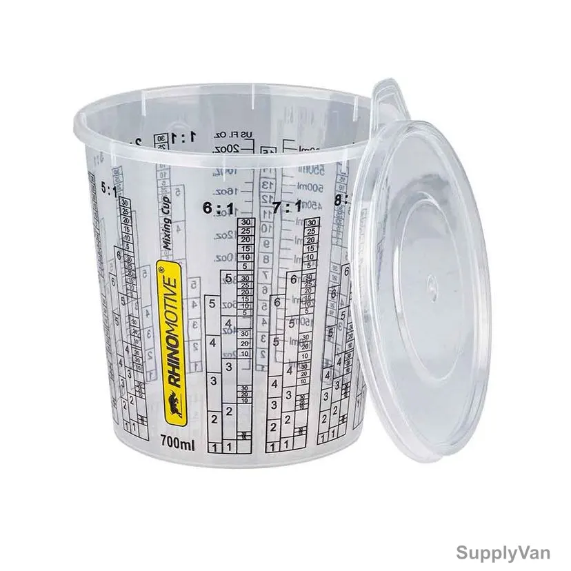 Rhinomotive Expert Paint Mixing Cup With Lid, R1403, 700ML, Plastic, Clear, 200 Pcs/Pack — image 1