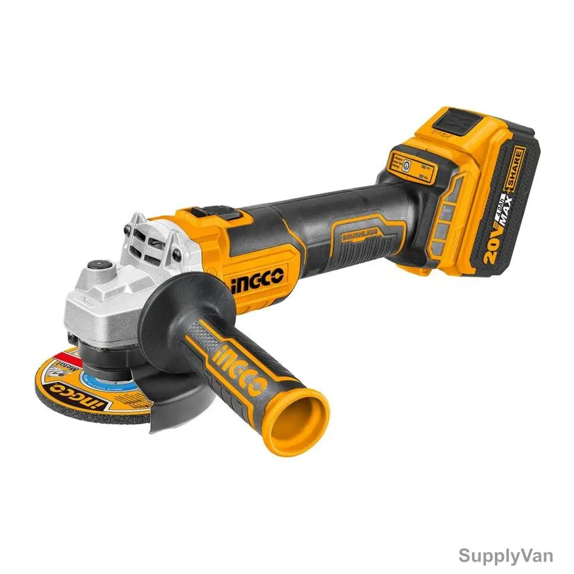 Ingco Cordless Angle Grinder, CAGLI2011582, 115MM Disc Dia, 3000-8500 RPM