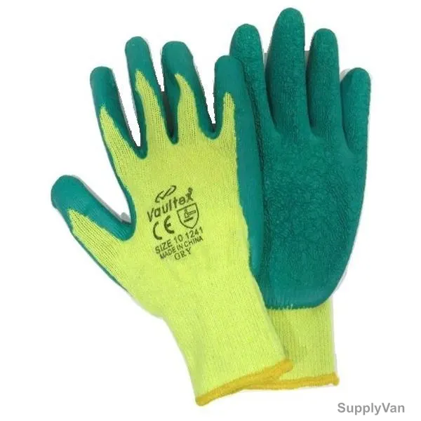 Vaultex Latex Coated Gloves, GRY, Size10, Green, PK12