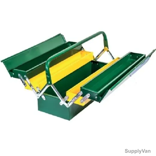 Uken Tool Box, 408S, 21 Inch, 5 Trays, Green/Yellow, Powder Coated