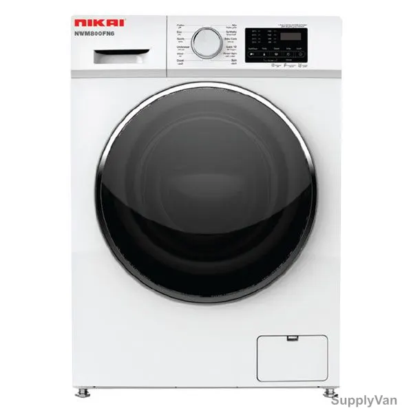 Nikai Front Loading Washing Machine, NWM800FN6, Premium Series, Fully Automatic, 8 Kg, White