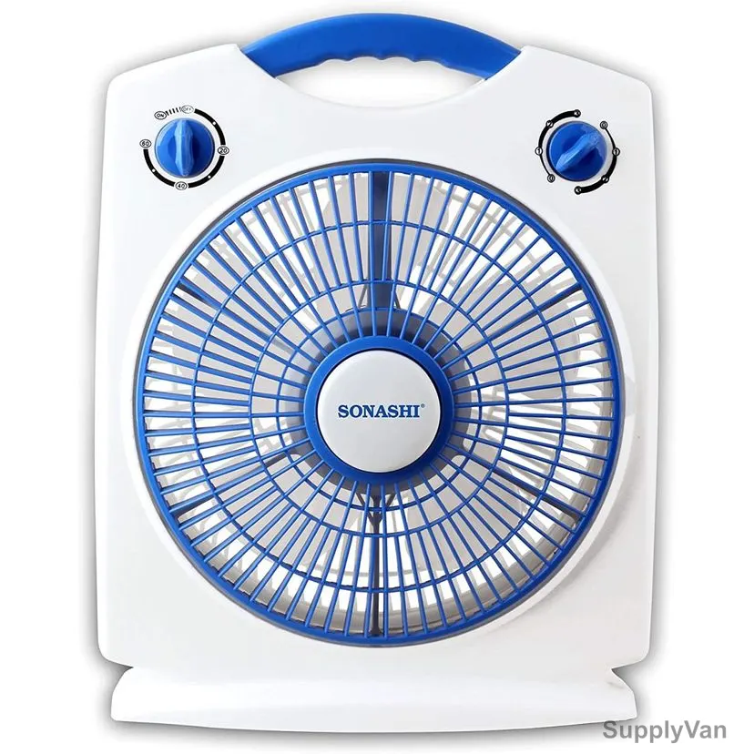 Sonashi Box Fan, SBF-7030, 10 Inch, 50W, Blue