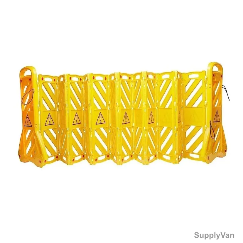 Expandable Safety Barrier, Polyethylene, 1000MM Height x 300MM Width x 3800MM Length, Yellow — image 1