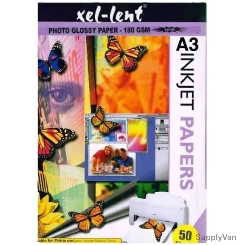 Xel-lent Glossy Paper, A3, 180 GSM, 50 Sheets/Pack