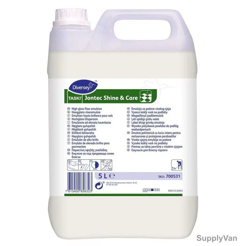 Diversey Taski Jontec Shine and Care High Gloss Floor Emulsion, 700531, 5 Ltrs, 2 Pcs/Pack