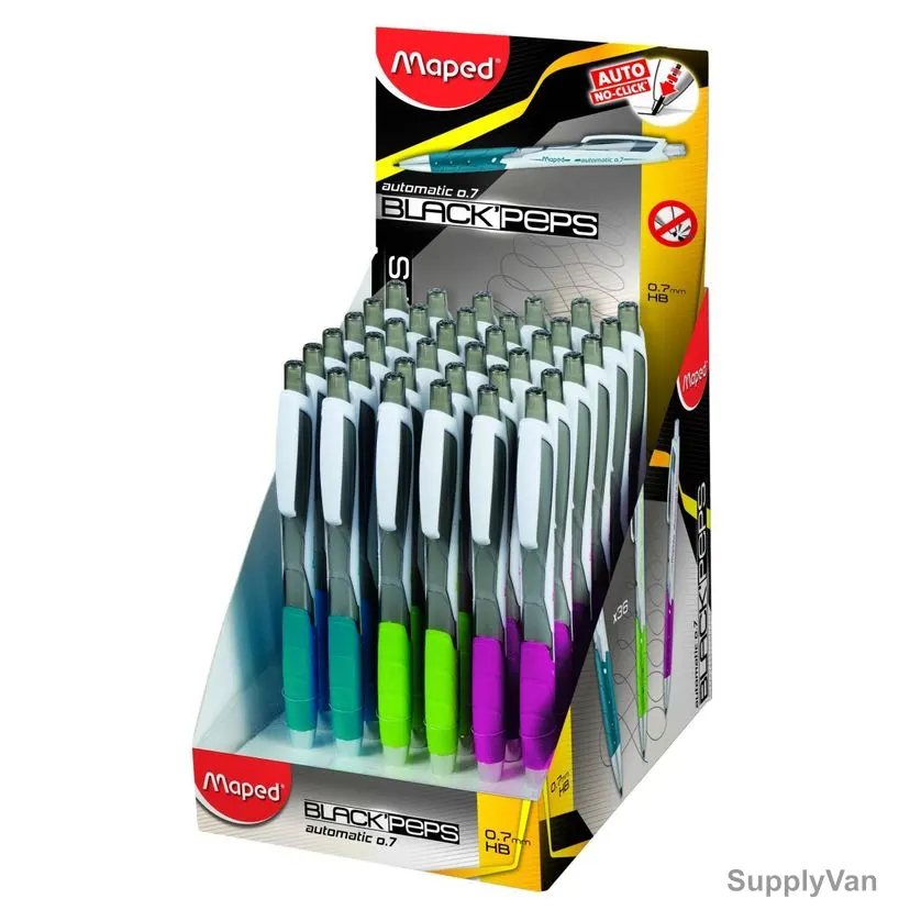 Maped Automatic Mechanical Pencil, MD-559941, Black'Peps, 0.7MM Tip Size, Assorted Colors, 36 Pcs/Set