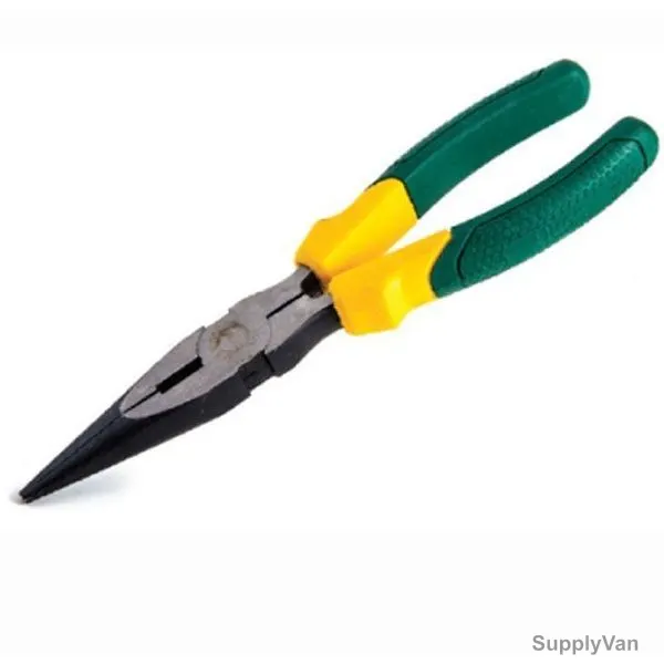 Uken Long Nose Plier, U36-200, Cr-Ni Steel, 8 Inch, Green/Yellow