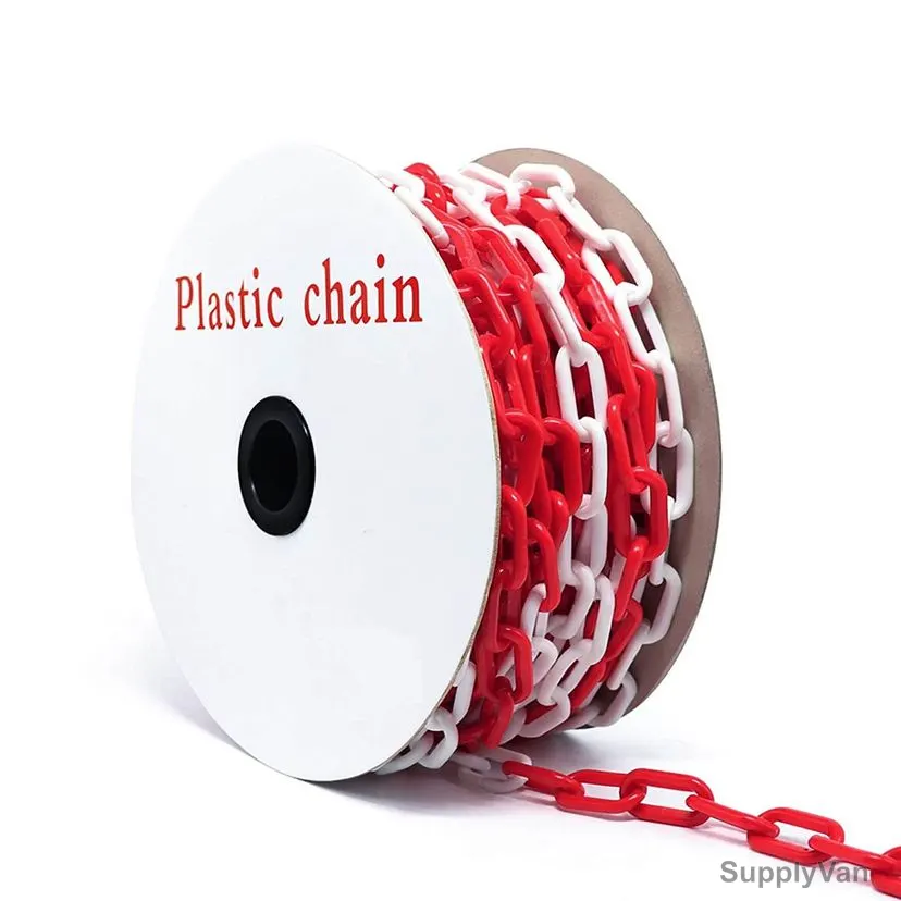 Road Traffic Safety Chain, FAB, PVC, 8MM Thk, 20 Mtrs Length, Red/White — image 1